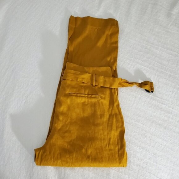 Banana Republic High-Rise Wide-Leg Mustard Linen-Cotton Pant - Picture 9 of 13